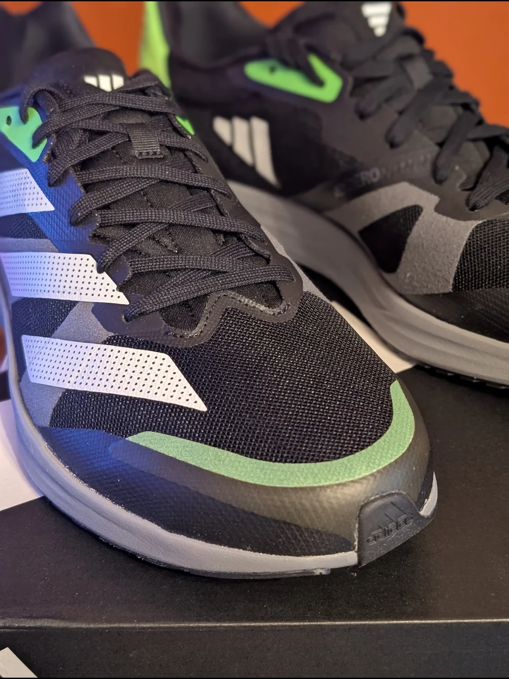 adidas Adizero RC 4 Running Shoe - Black/Green/White Men's 13 NWT